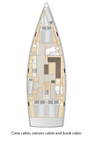508 - Crew cabin, owners cabin and bunk cabin on port