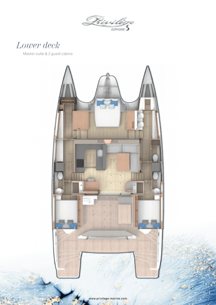 Privilège Euphorie 5 下层甲板 - 主人套房和2间客舱 | 下层甲板 - 主人套房和2间客舱 | Privilège